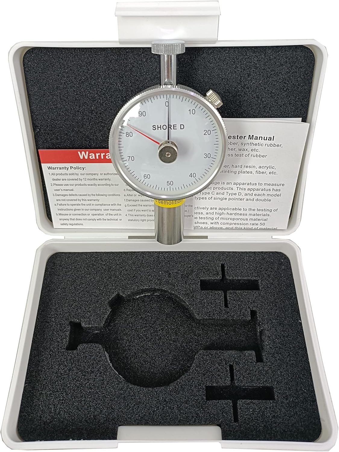 Durometer Shore D Sclerometer Tester with 100HD Shore Hardness Tester Type D Durometer Dial Single Pointer Hardness Meter Double needle