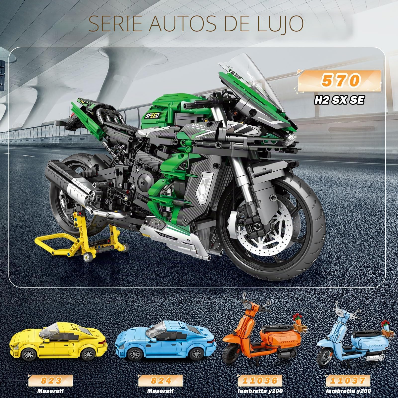 Reobrix 1:5 H2 SX SE - Juguete de bloque de construcción de motocicleta para adultos, juego de ladrillos de coche modelo técnico de súper motocicleta, colección de vehículos de bicicleta 570, regalos