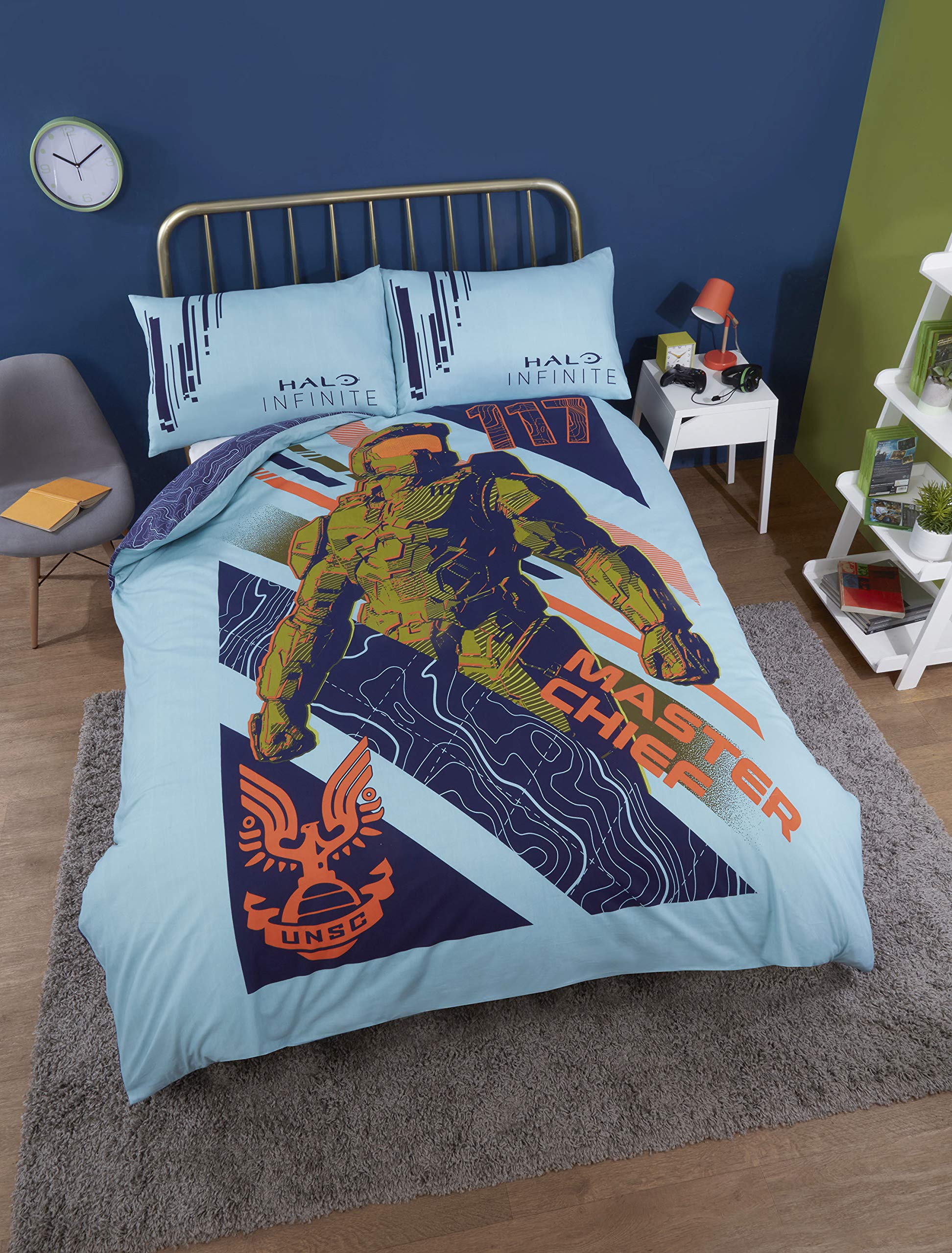 CnA Stores Microsoft Xbox Halo Infinite DOUBLE Duvet Cover Set Reversible Gamers Bedding With Pillowcases