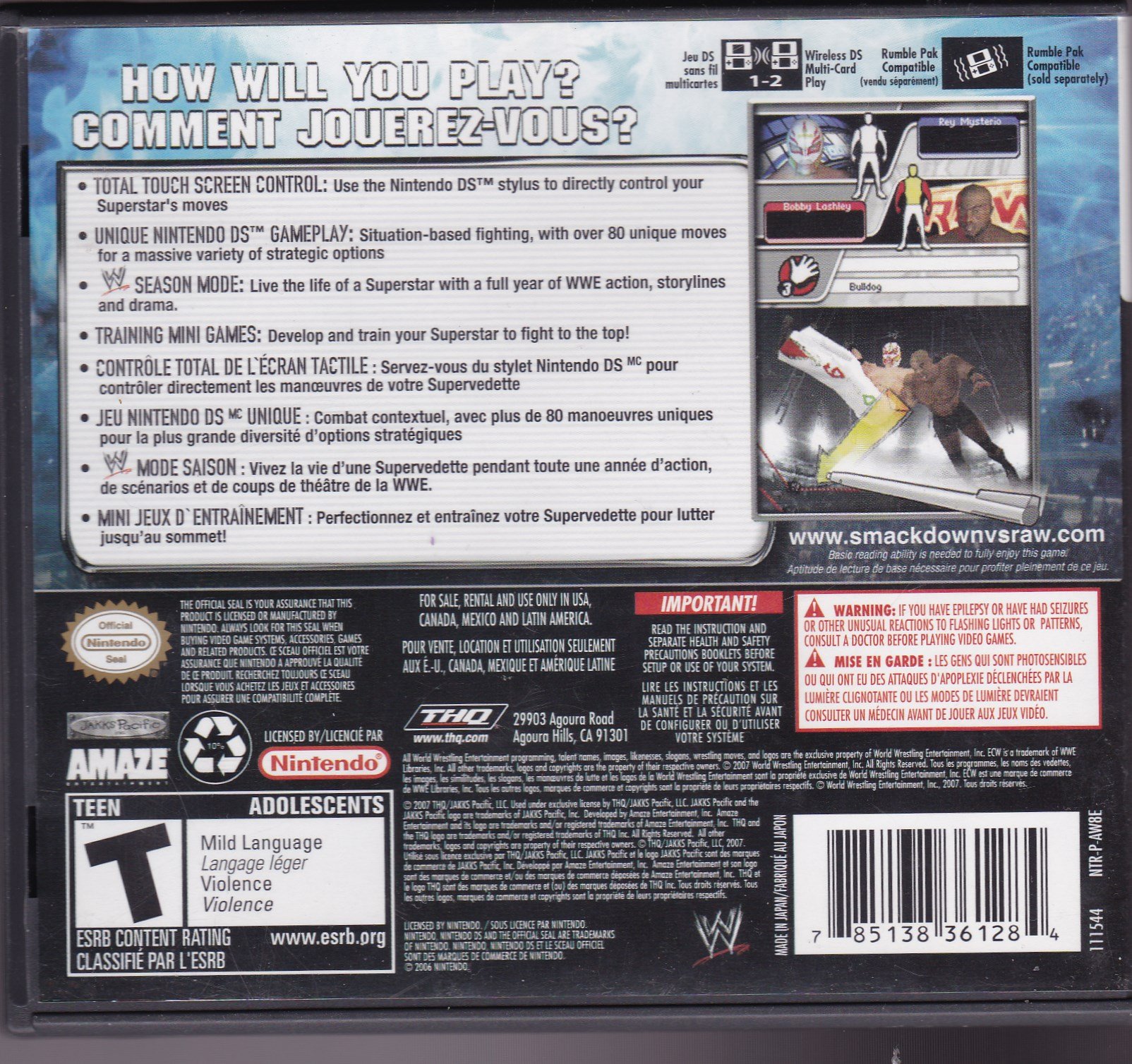 Amazon.com: WWE SmackDown vs. Raw 2008 - Nintendo DS : Video