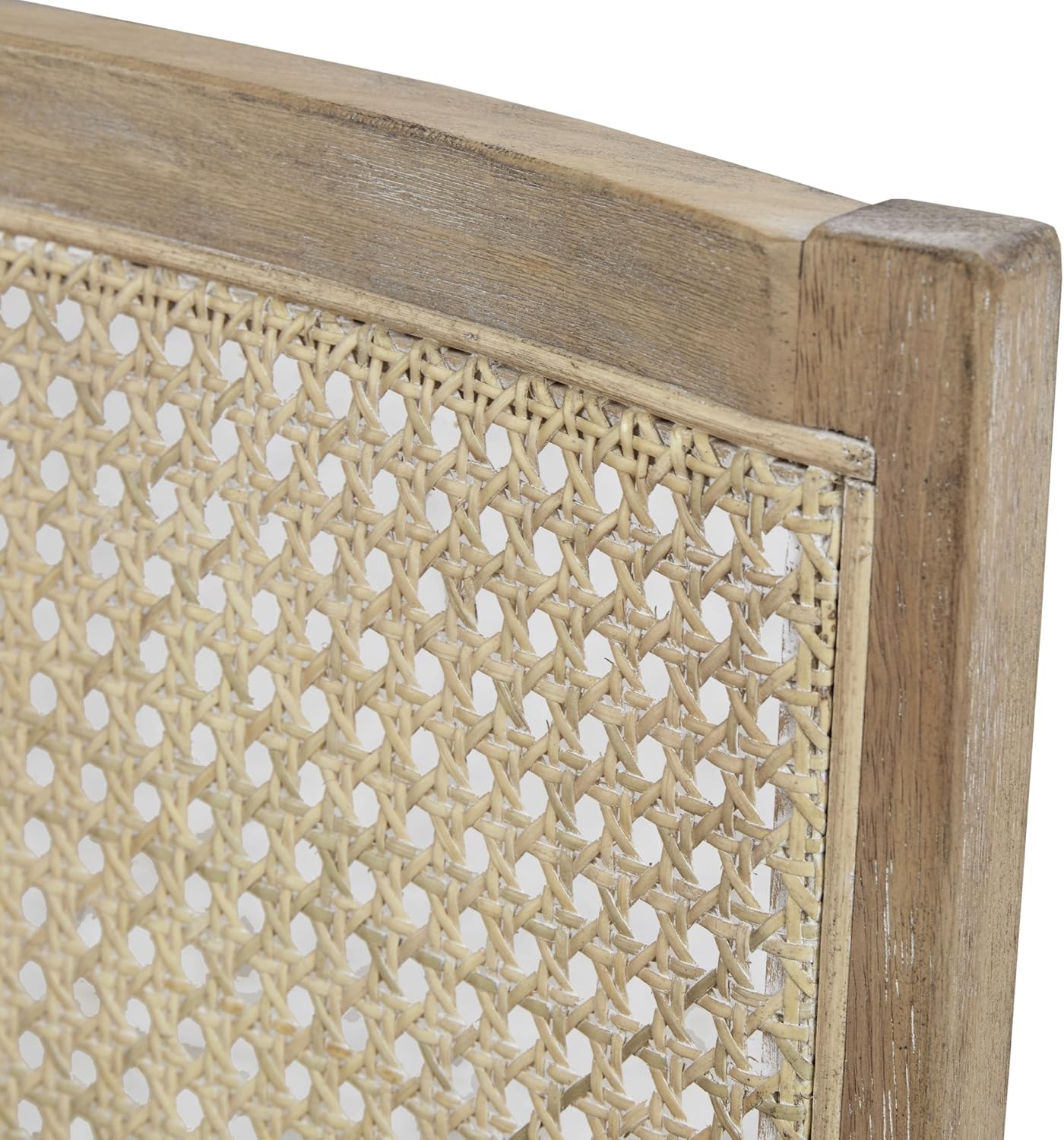 INK+IVY Kelly Accent Chair For Living Room, Upholstered 6.25" T Seat Cushion, Solid Wood Frame, Cane Backrest, Farmhouse Accent Armchair Family Room, Rustic Furniture Décor, 25"W, Light Brown