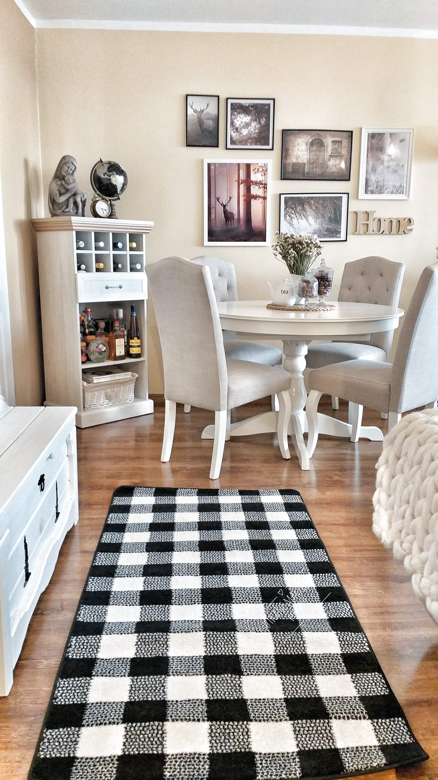 Tapis de chambre moderne noir et blanc rugsx F759 140x190 cm