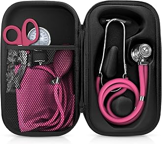 ASA TECHMED Medical Starter Kit – Stethoscope, Durable Blood Pressure Monitor, EMT Shears & Protective Carrying Case – Ideal for Healthcare Students & Professionals, Pink