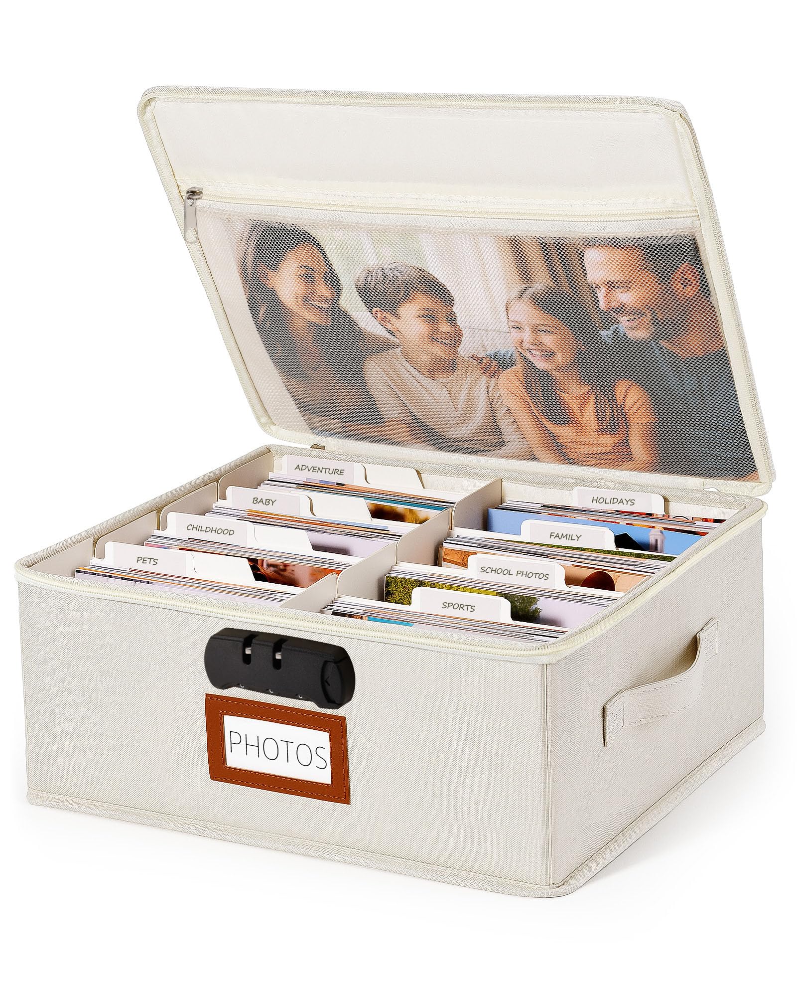 HULISEN Photo Storage Box with Lock, Photo Organiser for 2000+ 4x6 Pictures