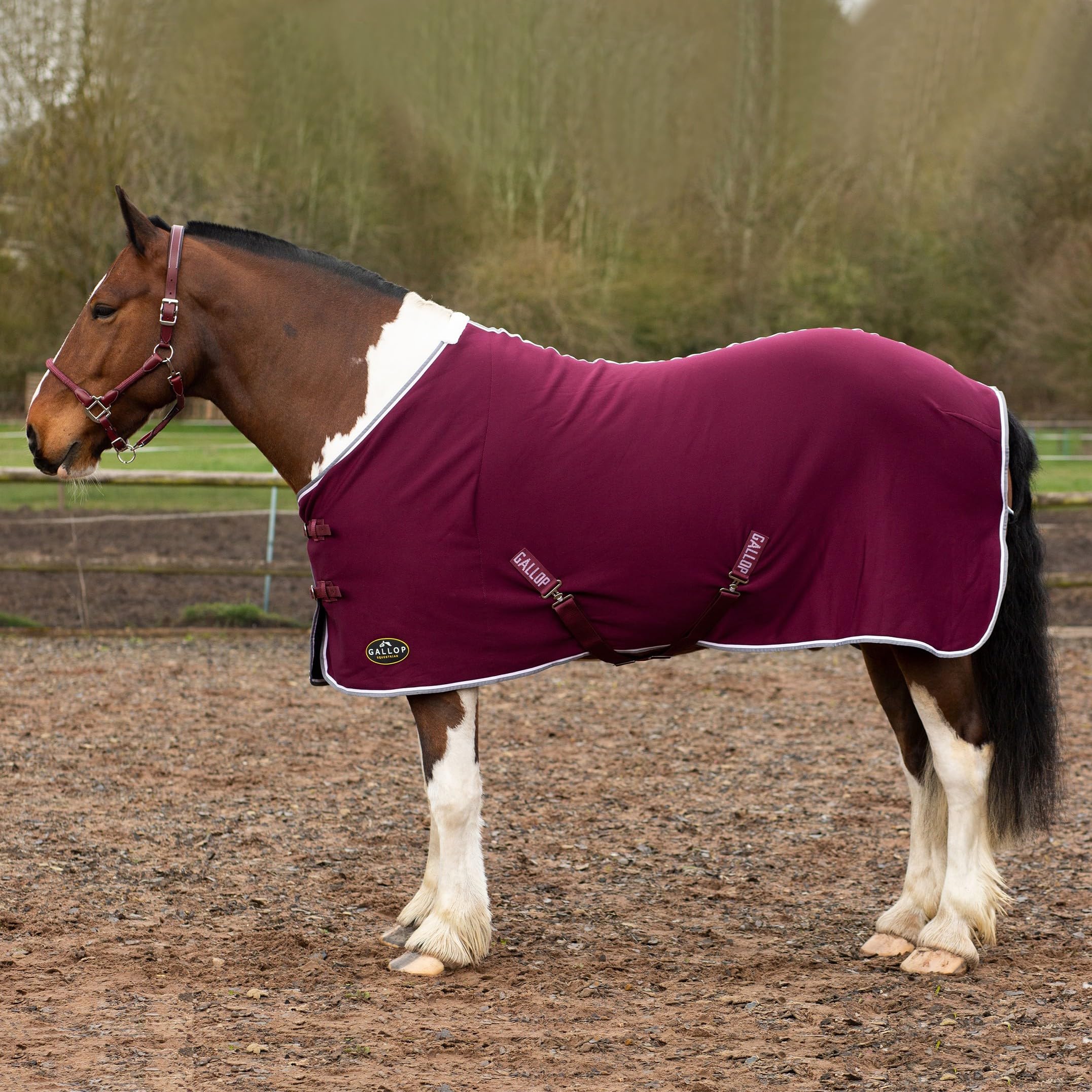 Gallop Jersey Fleece Cooler Rug For Horse Pony Equestrian (6'9", Burgundy)