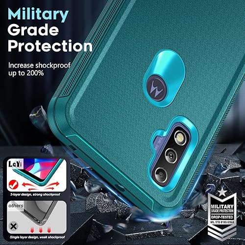 Miniatura 5 de LeYi Funda para teléfono Moto-G-Pure Motorola G Pure 2021 con 2 protectores de pantalla de vidrio templado 3 en 1, protección de cuerpo completo, a