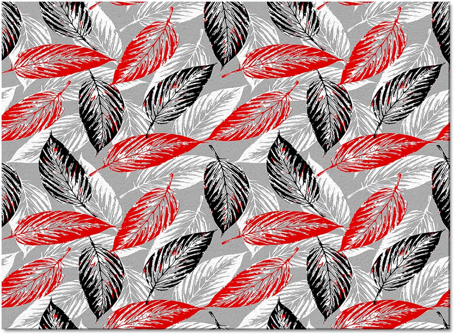 Fluffy Area Rugs for Living Room,48x72in Non-Slip Accent Rug Ultra Soft Carpet Red Black White Leaves Texture Washable Indoor Floor Mats for Bedroom Nursery Decor Abstract Line Sketch Leaf on Gray
