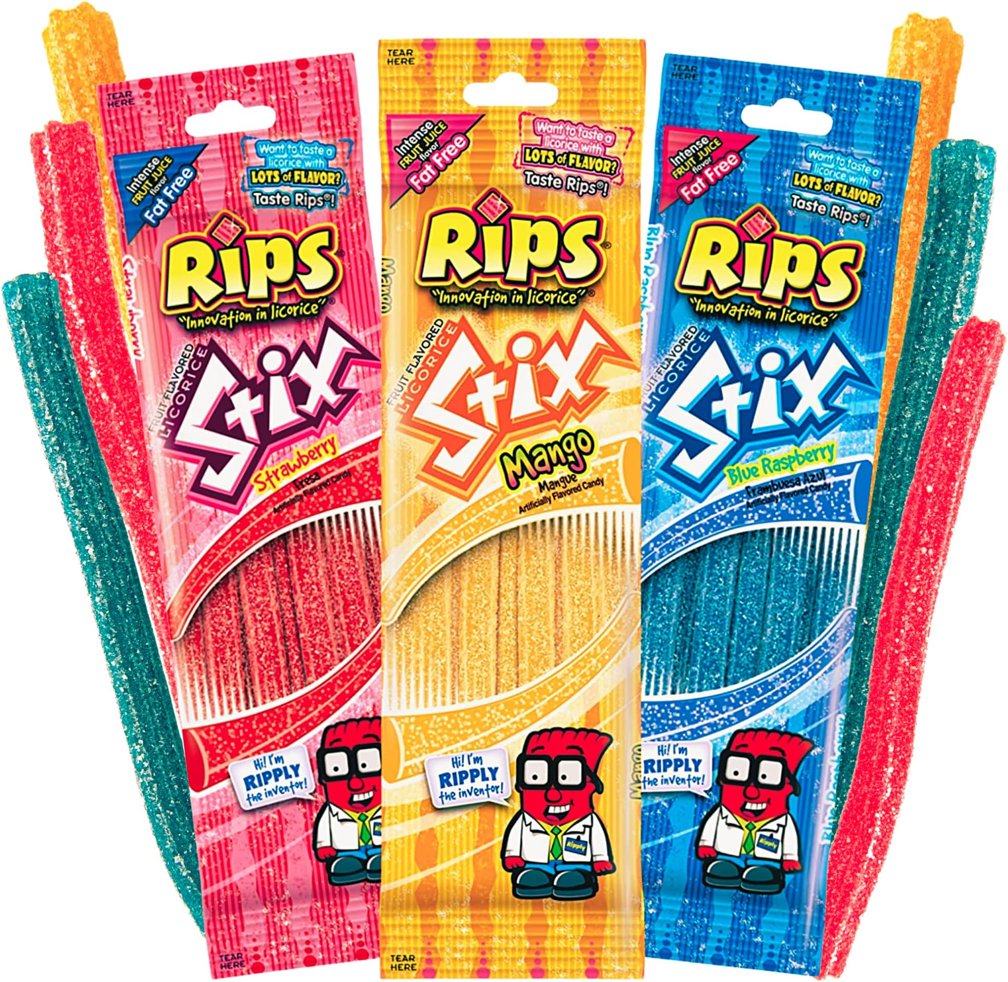Amazon.com : Sour Rips Roll Blue Raspberry Flavor (24 count) : Candy ...