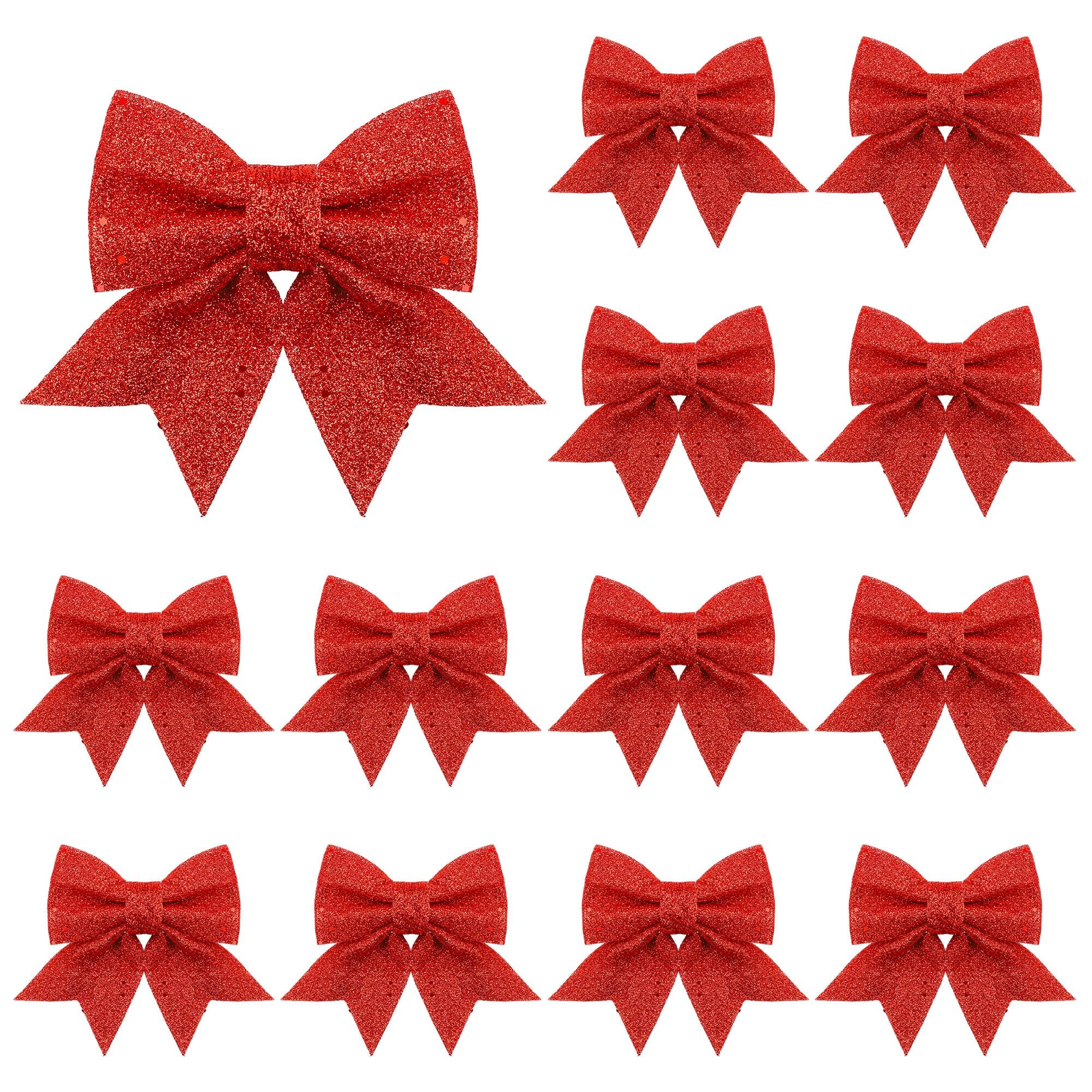 Vivantia 15 Pieces Red Glitter Tree Bows Decorations 17 x 12 cm Foam Sequin Bow Ties for Tree Wreaths Garland Holiday Party Home Decor