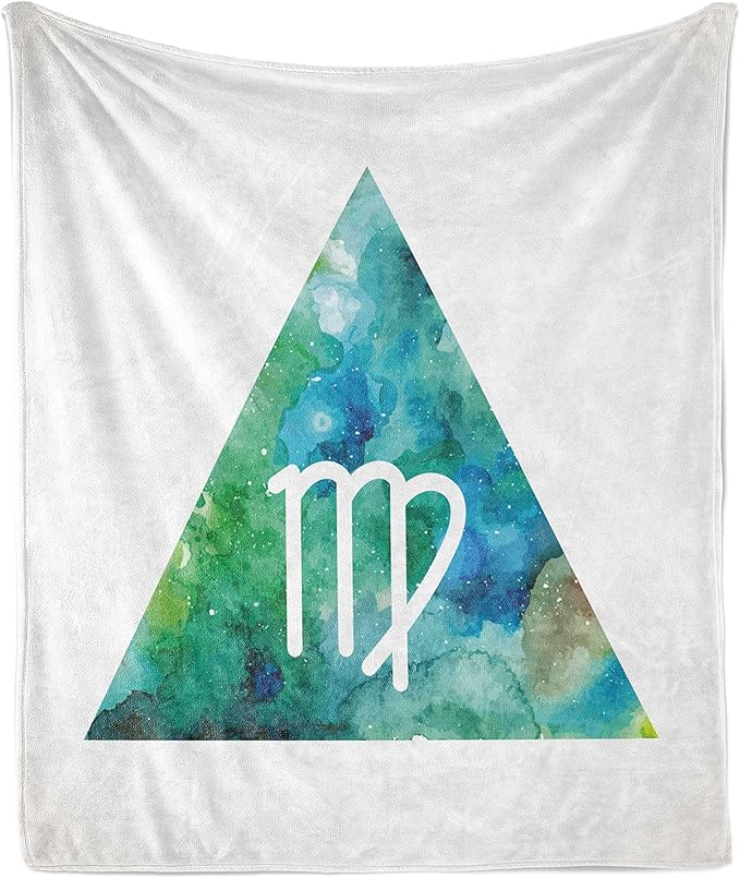Ambesonne Virgo Throw Blanket, Virgo Watercolor Abstract Triangle Background Culture Inspiration, Flannel Fleece Accent Piece Soft Couch Cover for Adults, 50
