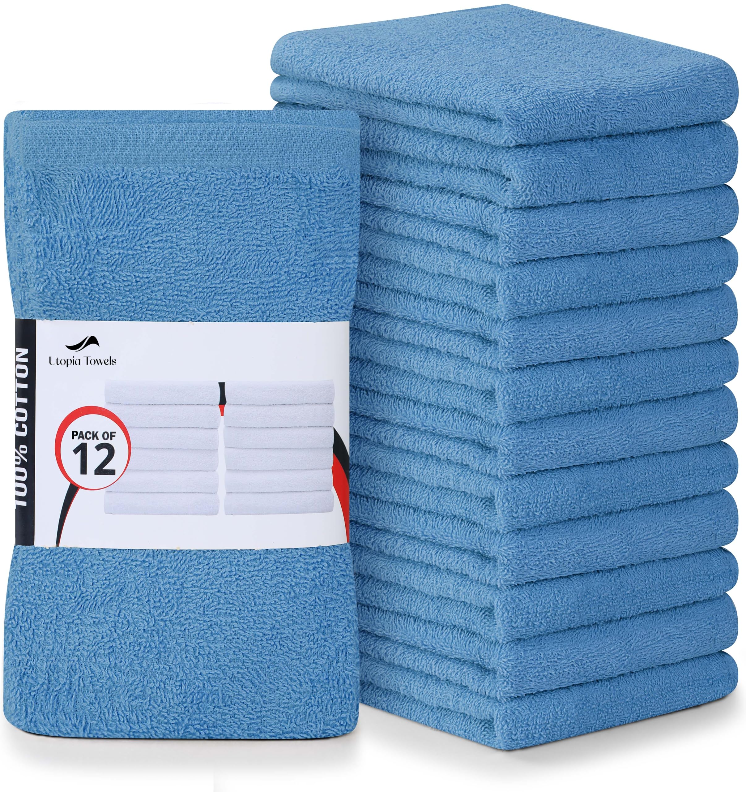 Utopia Towels Kitchen Bar Mops, 12 Pack 16x19 in 100% Cotton, Electric Blue