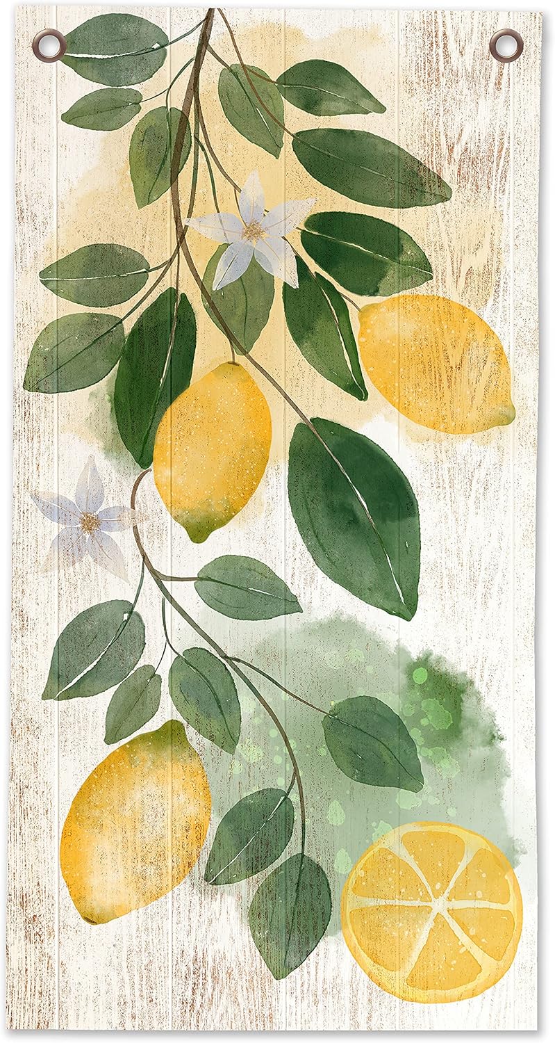 Citrus Botanical Farmhouse Decor – Dining Room and Kitchen Decoration, Vintage Fruit Tree Art Print, Gift for Citrus Lovers, 16x32 Canvas Scroll Art Poster