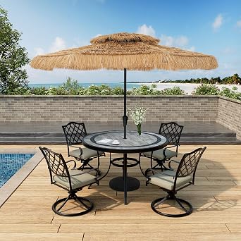 Clihome Tiki Umbrella Thatched Patio Umbrella Hawaiian Style Beach Umbrellas Pool Umbrella for Outdoor Tiki Bar, Tropical Palapa, Patio Garden, Beach, Backyard