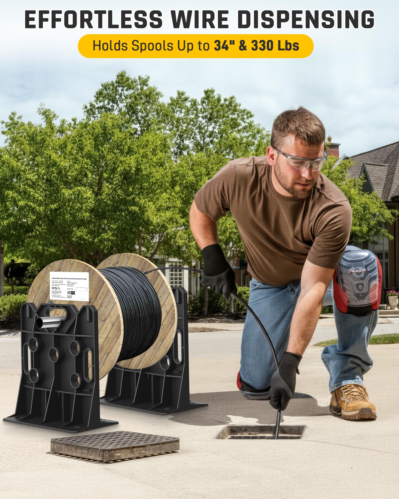 Snapklik.com : Wyckoff Wire Spool Rack - Electrical Wire Reel Caddy ...