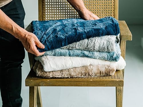 Miniatura 6 de WOLF CREEK BLANKET Manta doble suave y lujosa de piel sintética sin desprendimiento, manta reversible más suave, acogedora y ligera para sofá, sofá