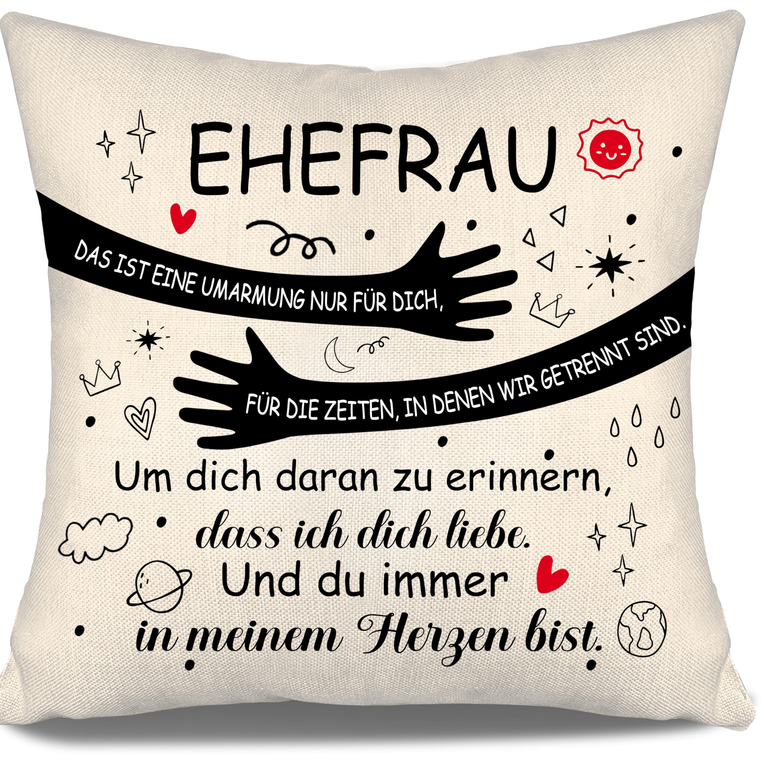 Aosumin Meine Frau das ist eine Umarmung nur für Dich Um Dich daran zu erinnern DASS ich Dich Liebe Kissenbezug für Ehefrau von Ehemann Geburtstagsgeschenk Umarmung Geschenk(Ehefrau-a)