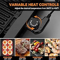 Vista 5 de Baker’s Friend Indoor Griddle & Grill, Electric Griddle with 2 in 1 Indoor Grill and Griddle Plate Indoor Grill with Removable Plate, Silicone Mold