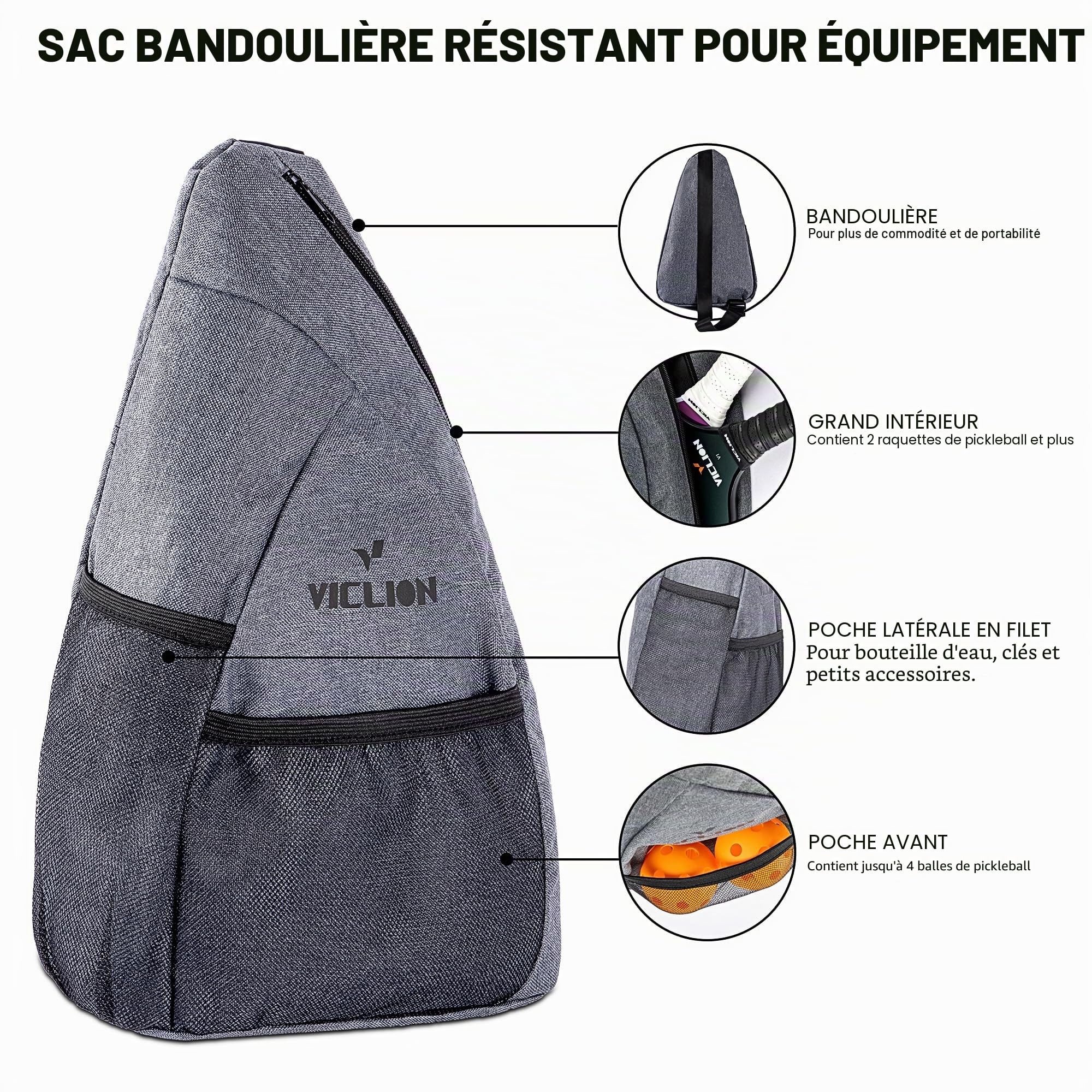 VICLION Lot de 2 Raquettes de Pickleball en Fibre de Carbone T300, Homologuées USA Pickleball, Surface Texturée, Noyau PP 13 mm, avec 4 Balles, 2 Serviettes Rafraîchissantes et Sac