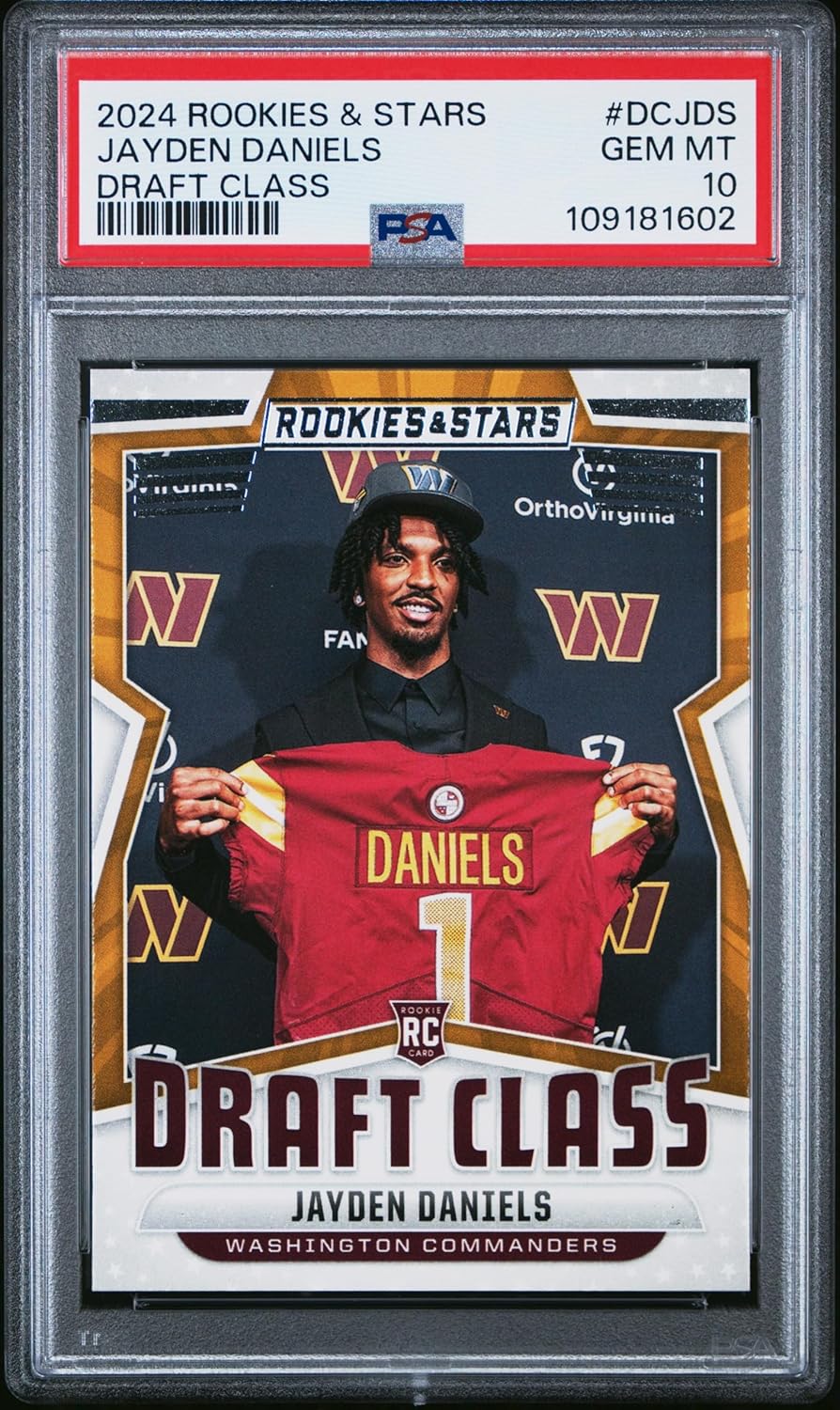 Graded 2024 Panini Rookies & Stars Jayden Daniels #DCJDS Draft Class Rookie RC Football Card PSA 10 Gem Mint