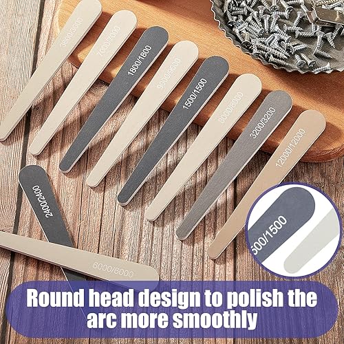 Miniatura 33 de Honoson 20 unidades de palos de lijado para modelos de plástico, palos de pulido surtidos de metal y madera, accesorios para modelos, manualidades
