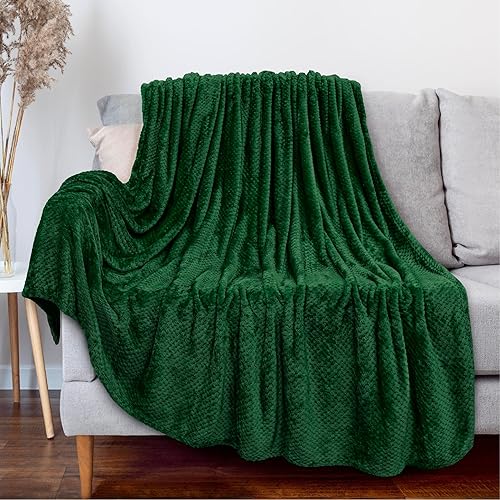 PAVILIA Manta de vellón tipo gofre para sofá o cama, color verde esmeralda, súper suave, mullida, acogedora, acogedora, decorativa, para decoración