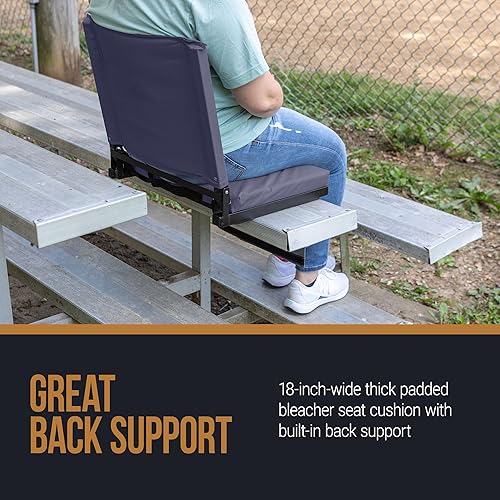 Miniatura 6 de Home-Complete Asiento de grada, cojín de asiento de estadio con bolsillo y portavasos, silla deportiva portátil ancha, asientos de estadio con