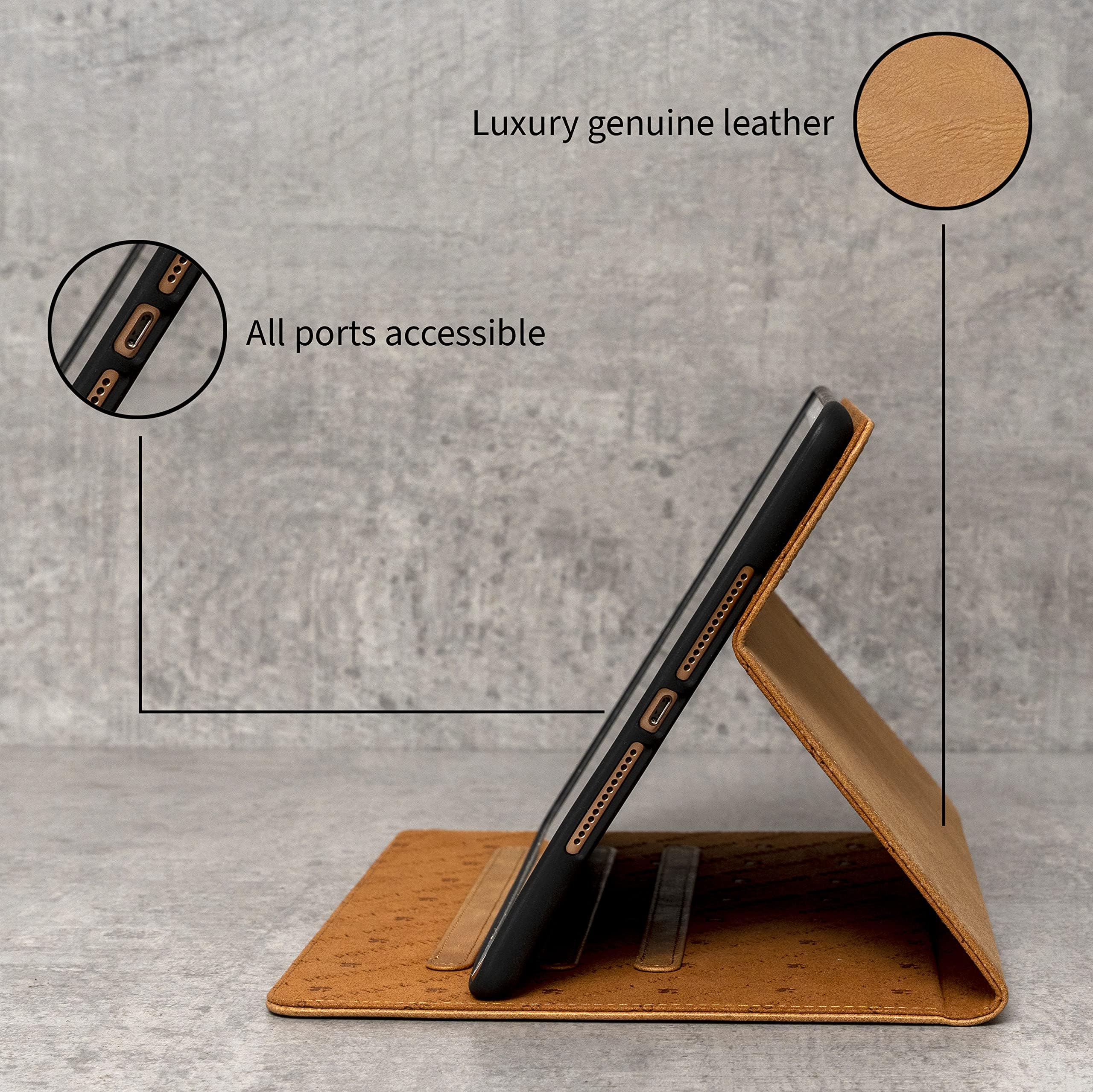Porter Riley – Lederhülle kompatibel mit iPad Air 13" M4 (2026), M3 (2025) & M2 (2024). Hochwertiges Echtleder Standcase/Cover/Flip (Hellbraun)