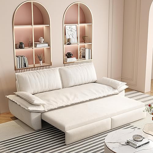 Miniatura 5 de Sofá de dos plazas de terciopelo de 73 pulgadas con sofá cama extraíble, sofá biplaza multifuncional 3 en 1, sofá de dos plazas de gran tamaño,