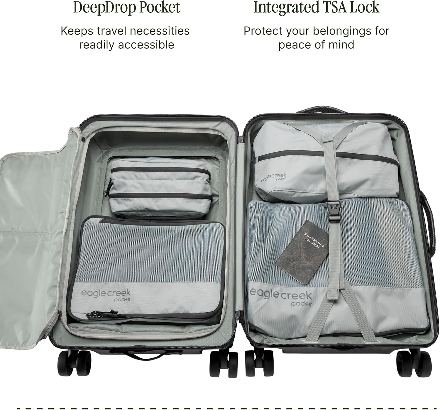 Eagle Creek Tarmac 4-Wheel 26" Luggage - Durable Rolling Suitcase for Secure Storage - Smooth Spinning Wheels - Telescoping Handle - Locking Zippers - Front Quick-Access Pocket - Blue Jay