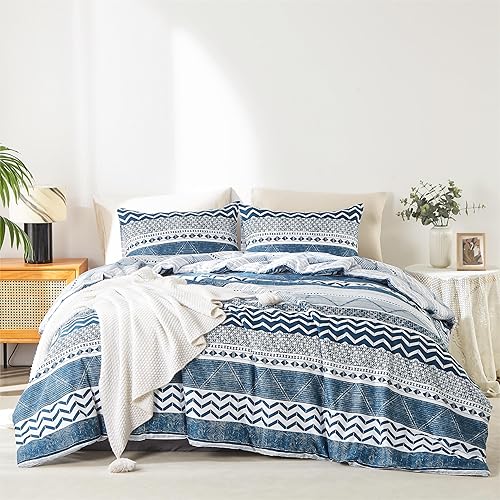BOLINLIVING Juego de edredón tamaño King, cama bohemia en una bolsa de 3 piezas, juego de edredón bohemio suave, ligero y transpirable para todas