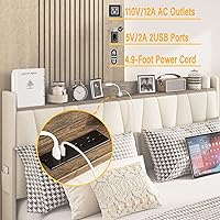 Vista 4 de ANCTOR Queen Bed Frame with 3 Drawers, Upholstered Platform Bed with Storage Headboard and Charging Station, No Box Spring Needed, Easy Assembly