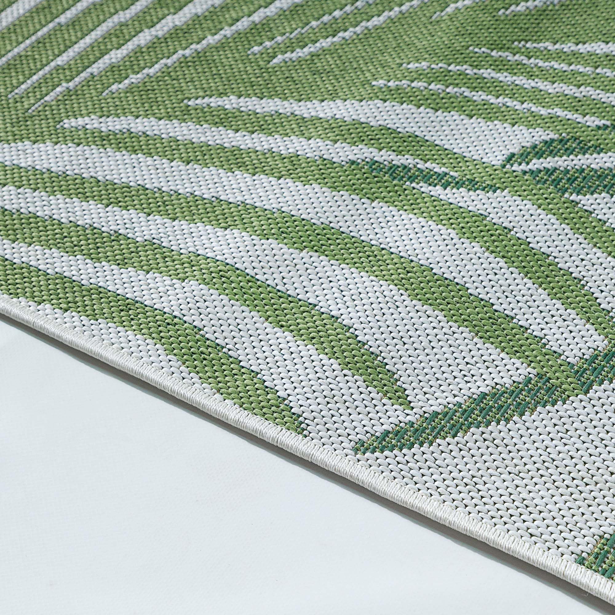 Taracarpet wetterfester In- & Outdoor Teppich für Balkon, Wohnzimmer & Küche, Flachgewebe in Sisaloptik Floral grün 160x220 cm