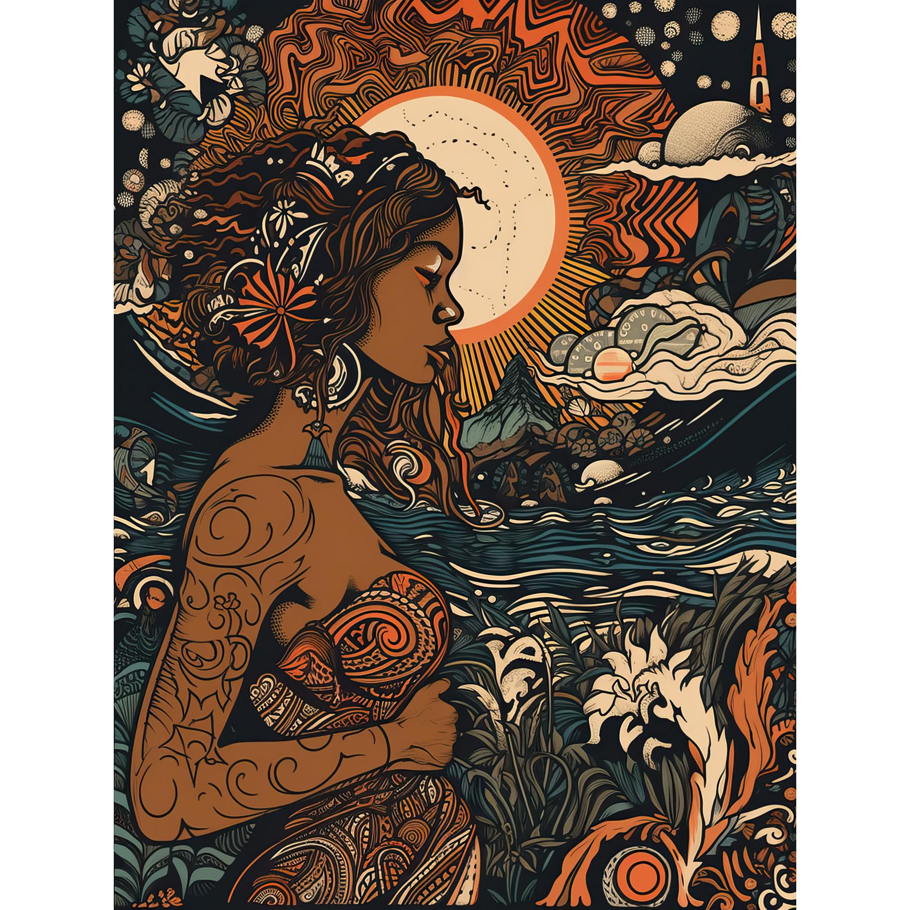 Artery8 Gaia Mother Nature Modern Art Nouveau Folk Art Large Wall Art Poster Print Thick Paper 18X24 Inch