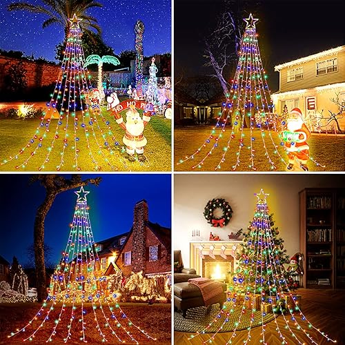 Miniatura 9 de FUNIAO Luces de Navidad, luces de decoración de Navidad al aire libre, 320 luces LED de estrella de Navidad, 11 modos y control remoto para patio