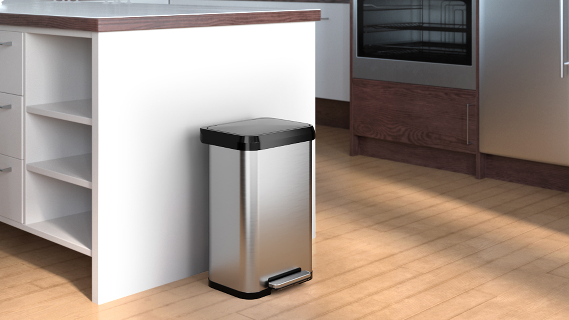 Image of iTouchless SoftStep EXP 13.2 Gallon Step Pedal Kitchen Trash Can with AbsorbX Odor Filter, Stainless Steel with Dent-Proof Plastic Lid, 50 Liter Garbage Bin for Home, Office, Business, Store