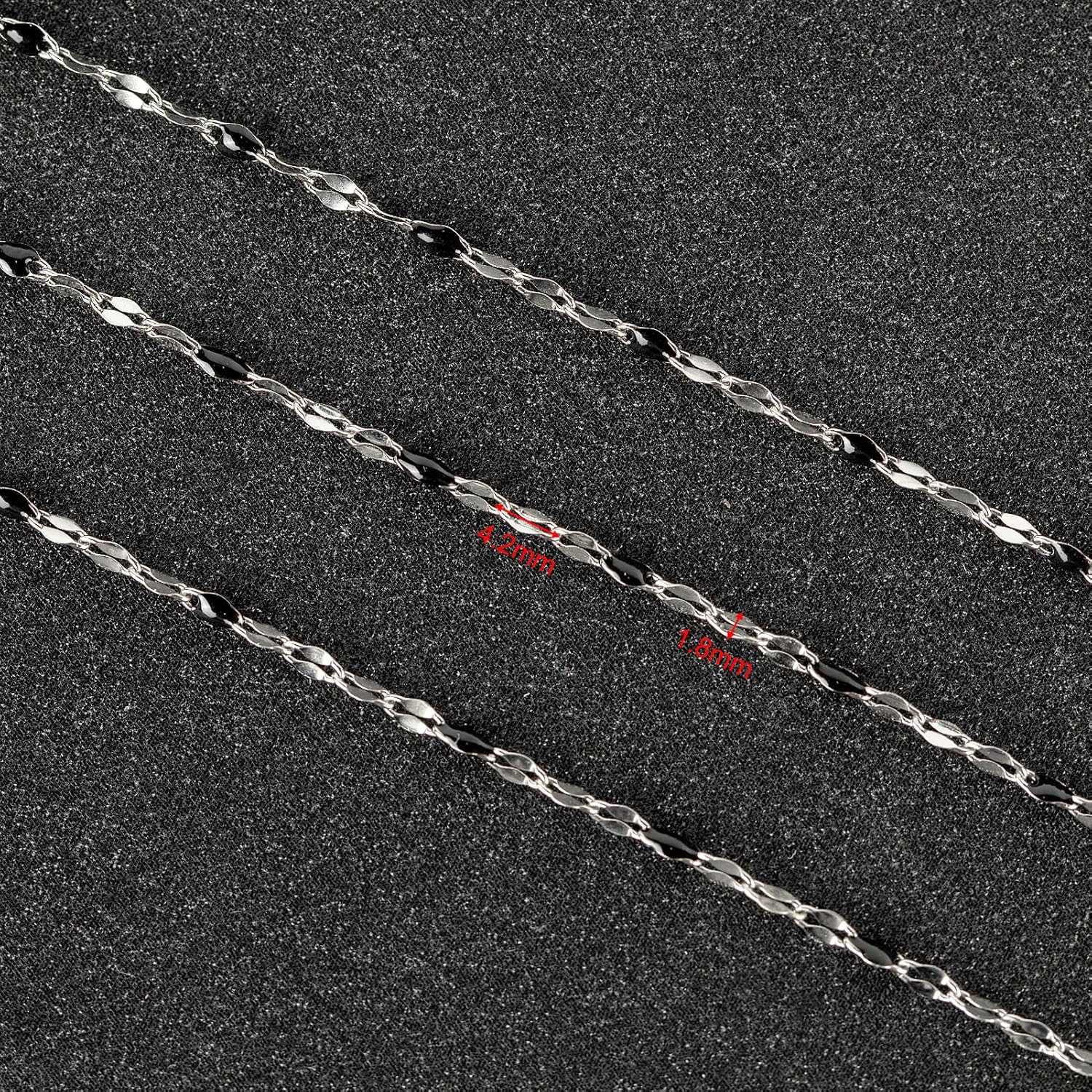 UMAOKANG 16.4 Feet Jewelry Making Chains Stainless Steel Chain Bulk DIY Necklace Supplies Black Enamel Lip Chain with Jewelry Findings - Image 3