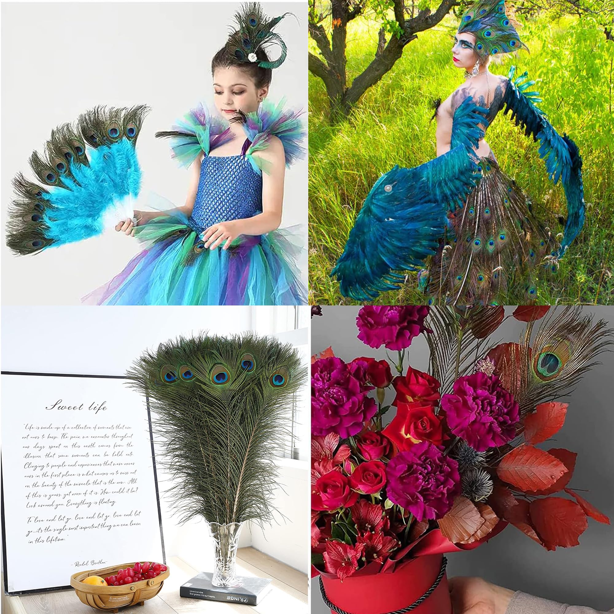 laeeyin 20 piume di pavone naturali, 25 – 30 cm, per fai da te, decorazioni con piume per orecchini fai da te, matrimoni, acchiappasogni, piume copricapo, artigianato scolastico