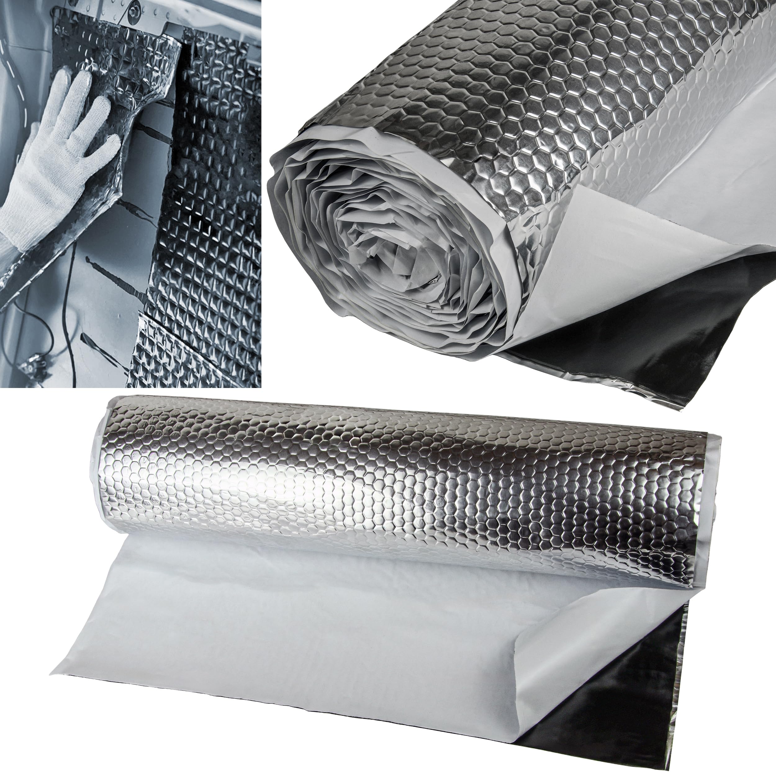 RECAMBO 2 m² Esterilla aislante de ALUBUTYL para aislamiento acústico (2 mm, 50 cm x 400 cm) autoadhesiva Anti Rubor para Coche