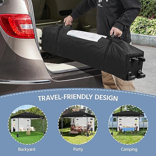 Miniatura 6 de Yaheetech Tienda de campaña desplegable de 10 x 10 pies con bolsillos extraíbles con pared lateral para almacenamiento adicional, refugio solar al