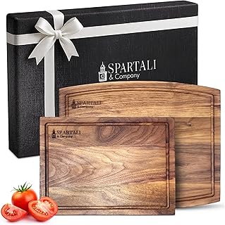 Black Walnut Cutting Board Set for Kitchen, Reversible Wooden Chopping B...