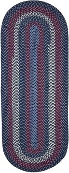 Super Area Rugs Homespun Braided Rug Indoor Outdoor Rug Textured Durable Patio Deck Carpet, Red & Blue, 2 X 6 Runner