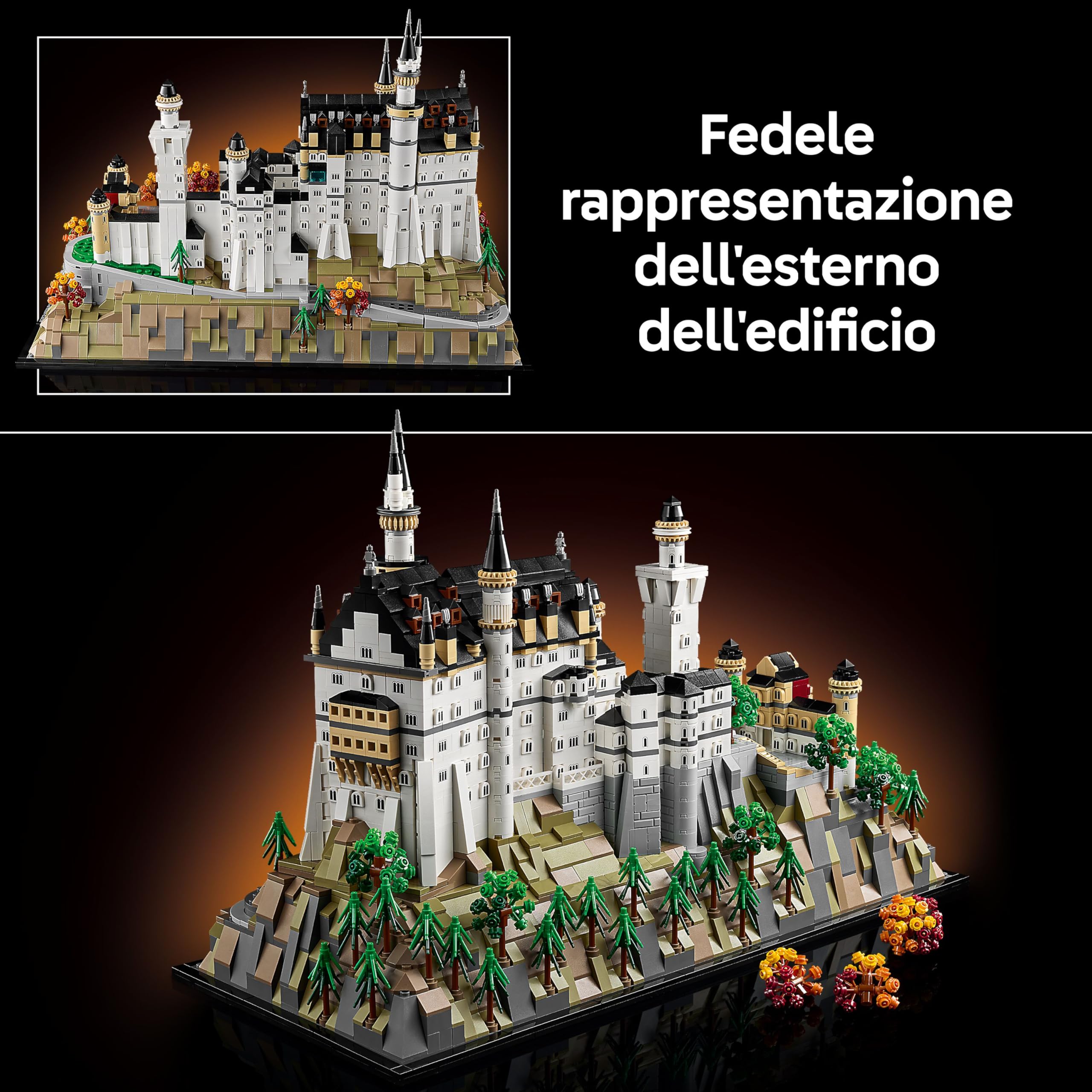 LEGO Architecture Castello di Neuschwanstein - Kit di Modellismo da Esposizione per Adulti - con Torri, Cortile e Interni Ricchi di Dettagli - Regalo Storico per Fan dei Monumenti - 21063