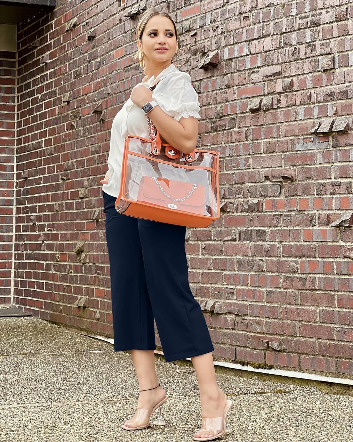 G4Free Capri Pants for Women Wide Leg Yoga Dress Capris with Pockets Cross Loose Casual Work Crop Pants - Image 2