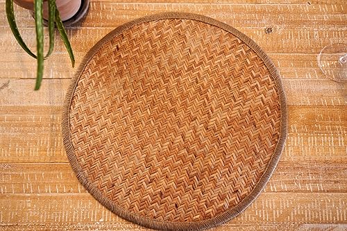 Miniatura 6 de Mantel individual redondo de 15 pulgadas a base de plantas, tejido a mano, natural, bohemio, para cocina, comedor, mesa de café