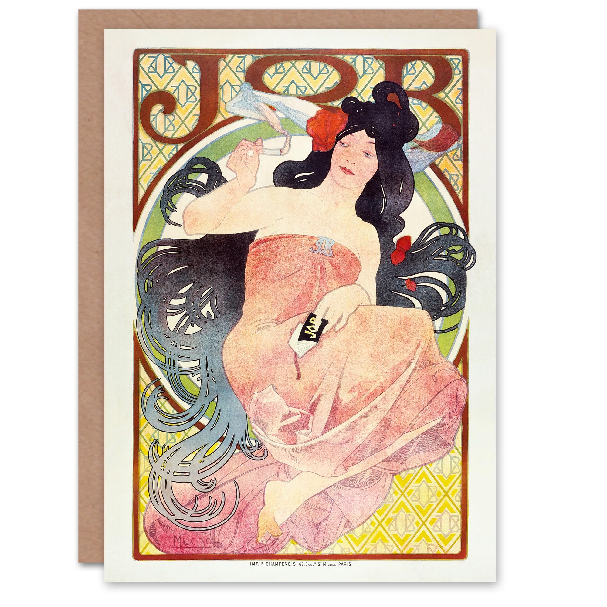 Artery8 Alphonse Mucha Art Card Art Nouveau Vintage Job Paper Advert