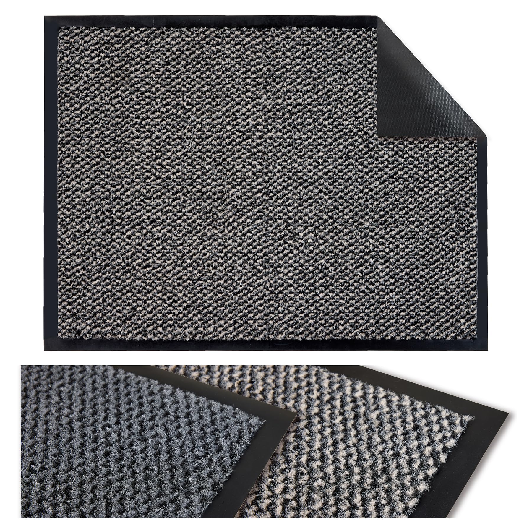 Tappeto ingresso zerbino antipolvere antiscivolo, tappeto porta interna esterno, 80 x 120 cm, antracite