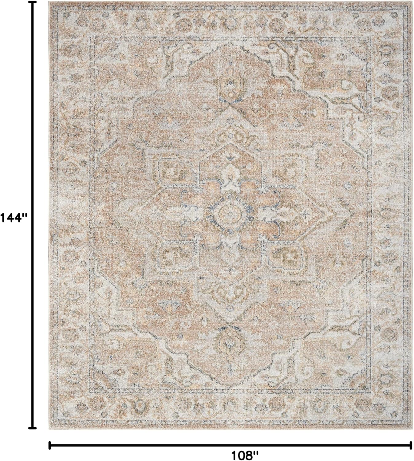 Nourison Home Astra Machine Washable Beige 9' x 12' Area Rug - Easy Clean, Non Shedding, Bed Room, Living Room, Dining Room, Kitchen (9' x 12')