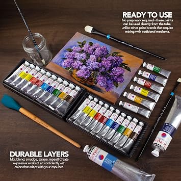 Daler-Rowney Georgian Water Mixable Oil Paint Burnt Sienna 37ml Tube - Art Paints for Canvas Paper and More - Oil Painting Supplies for Artists and Students - Artist Oil Paint for Any Skill Set