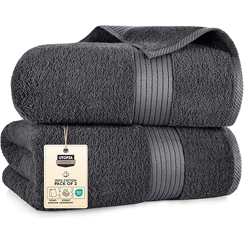 Utopia Towels Extra Large Bath Sheets 2 Pack, 35 by 70 Inches,100% Cotton Highly Absorbent & Quick Dry Bath Towel for Adults, Super Soft Towel, Grey