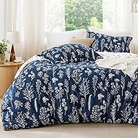 Vista 25 de Bedsure - Juego de edredón de tamaño king, 3 piezas, bonito, con estampado floral, 1 suave edredón reversible con diseño botánico de flores y 2